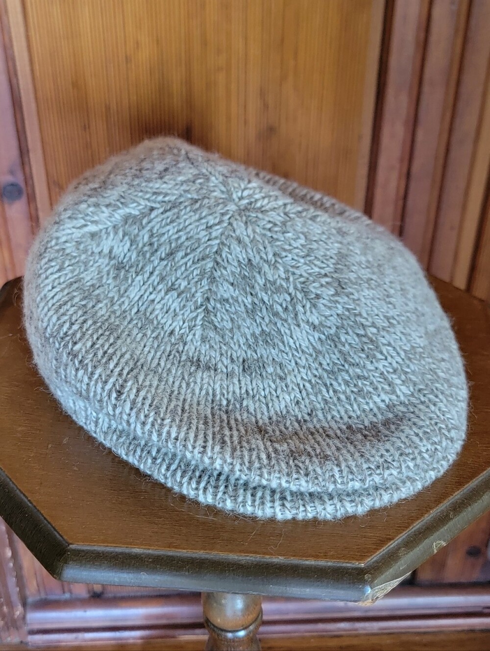 Lands' End Taupe Cozy Knit Beret Hat M